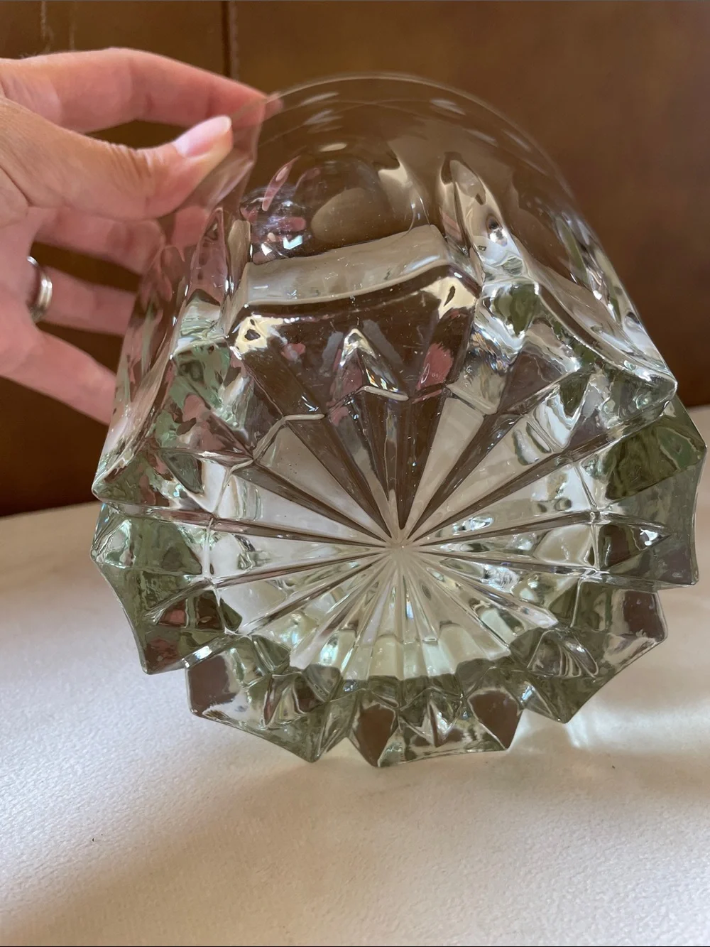 Vintage Princess House Heritage Etched Crystal Ice Bucket Glass Bar Elegant
